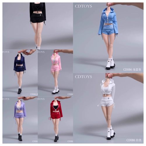 现货cdtoys cd086 1/6女兵人休闲运动服抽绳短裤套装 适合1/6人偶