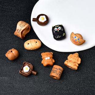 崖柏老山檀雕刻可爱小动物跑环跑圈diy配件手工串珠手链配饰隔珠