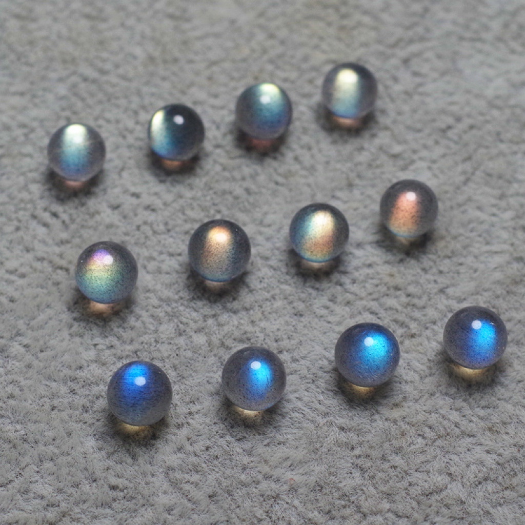 天然水晶6A灰月光散珠半成品 蓝光拉长石月长石DIY饰品配件月光石