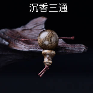 天然沉香文玩佛珠三通堵头diy手工饰品串珠木质手链佛塔散珠子
