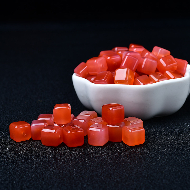 天然盐源玛瑙方糖精致百搭配饰手工DIY手链项链编绳玛瑙配件