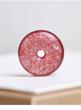 天然 草莓晶平安扣diy水晶饰品配件材料情侣民族风圆形包邮