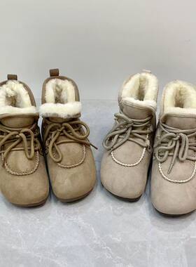 新款冬季羊皮毛一体雪地靴真皮平底舒适加厚保暖时尚休闲毛靴女
