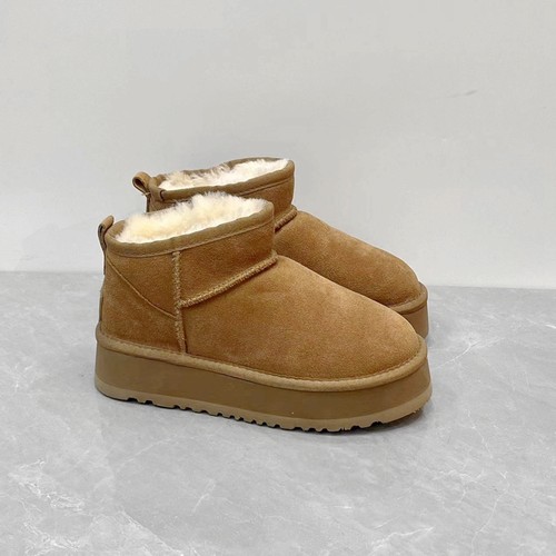 冬季经典明星同款雪地靴真皮圆头增高厚底轻便加厚御寒毛毛靴