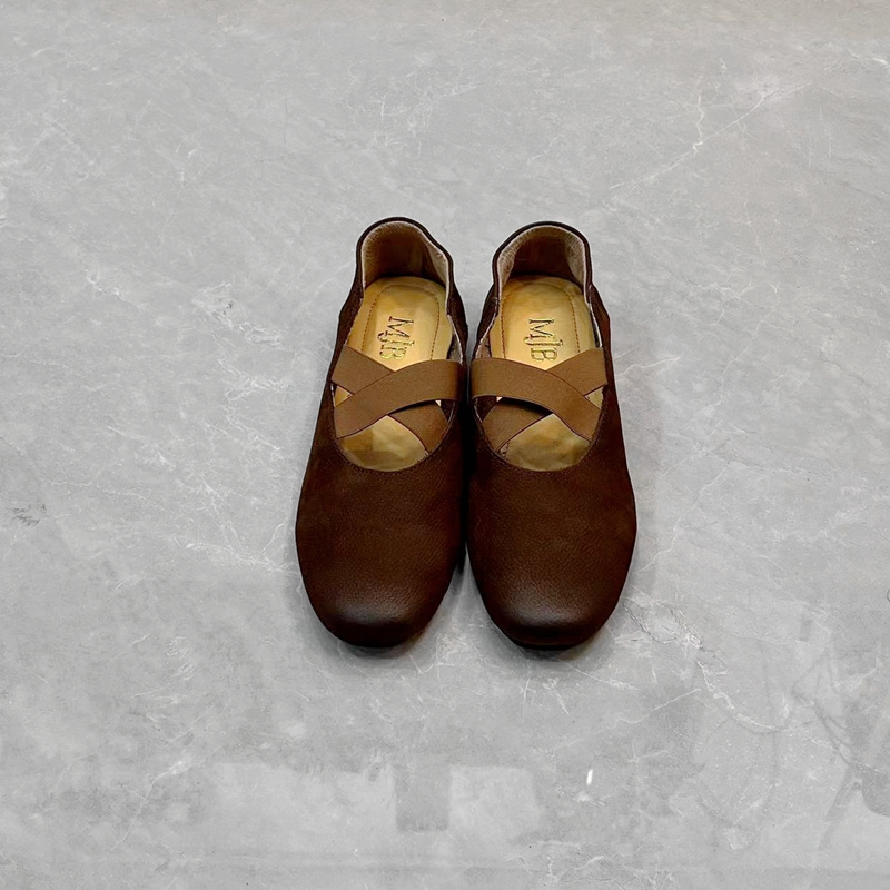 春秋真皮圆头浅口松紧带玛丽珍鞋平底舒适百搭跳舞鞋复古妈妈鞋