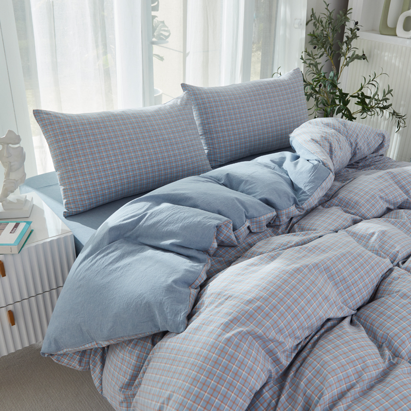 老裁缝纯棉色织水洗棉被套可定制