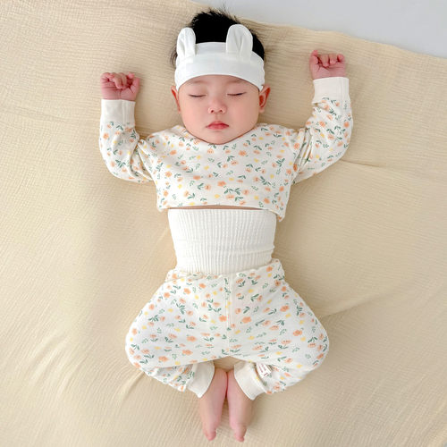 纯棉宝宝高腰护肚秋衣秋裤套装