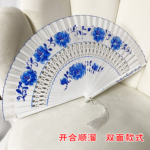 红色西班牙是木质木质折扇表演扇