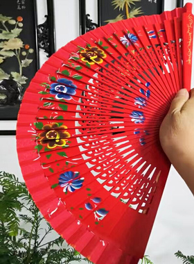 西班牙绿色素面折扇爵士舞蹈木扇易开合古风爵士道具古风汉服扇子