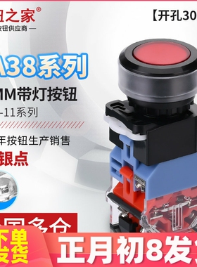 30MM 银点带灯自复位LA38-11D 11DN 自锁DNZS按钮开关红色绿色