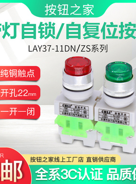 CHLI合力 LAY37-11DN(PBCY090)带灯按钮开关自复位自锁按钮 22MM
