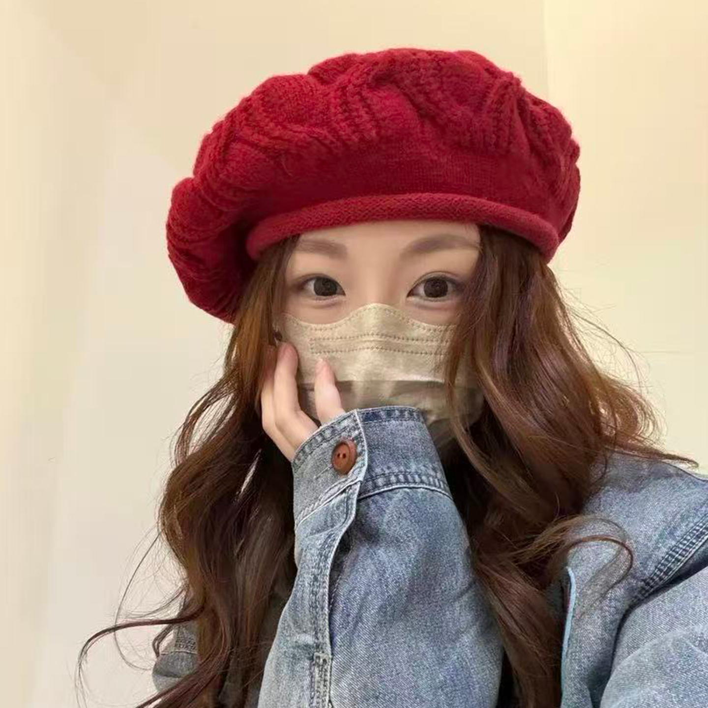 秋冬百搭麻花针织显脸小贝雷帽女