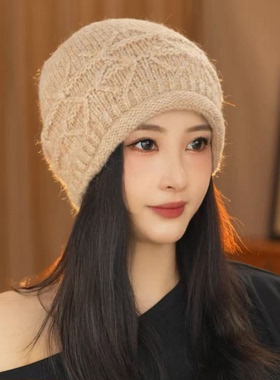秋冬百搭卷边显脸小护耳堆堆帽女