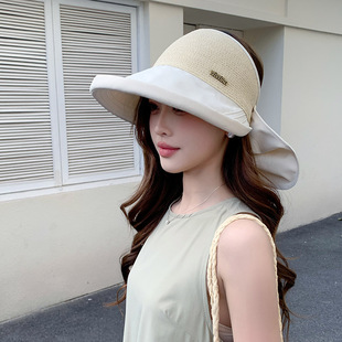 护脖子的防晒帽女2025新款夏季大檐遮阳帽户外防紫外线空顶渔夫帽