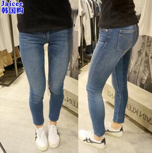 26断码正品CK jeans女士春秋SKINNY蓝色弹力紧身牛仔裤J20726