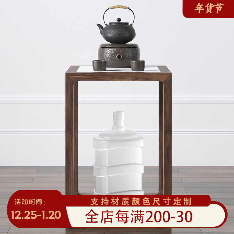 现代中式茶水柜老榆木实木家用小型实木茶边柜茶水台茶室矮茶边柜