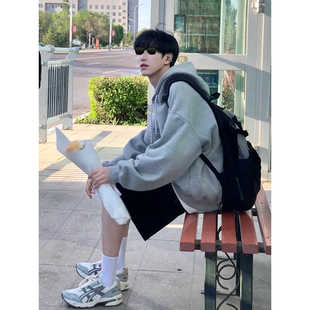 复古oversize情侣外套 美式 秋冬款 重磅加绒宽松连帽卫衣男2026新款