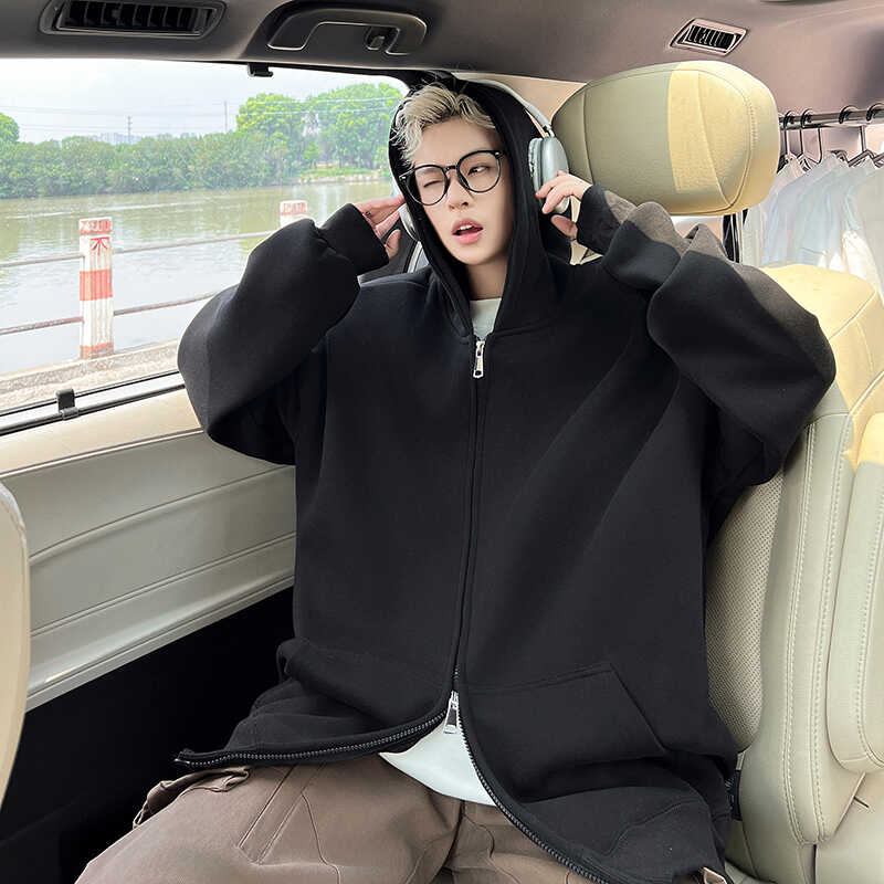 oversize重磅加绒连帽开衫卫衣