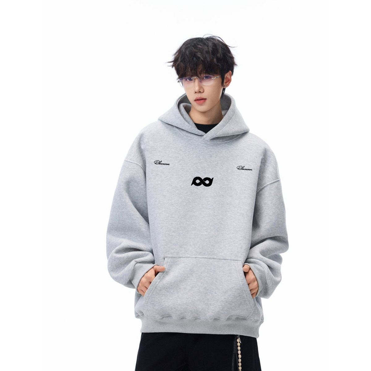 美式重磅加绒加厚连帽卫衣男款