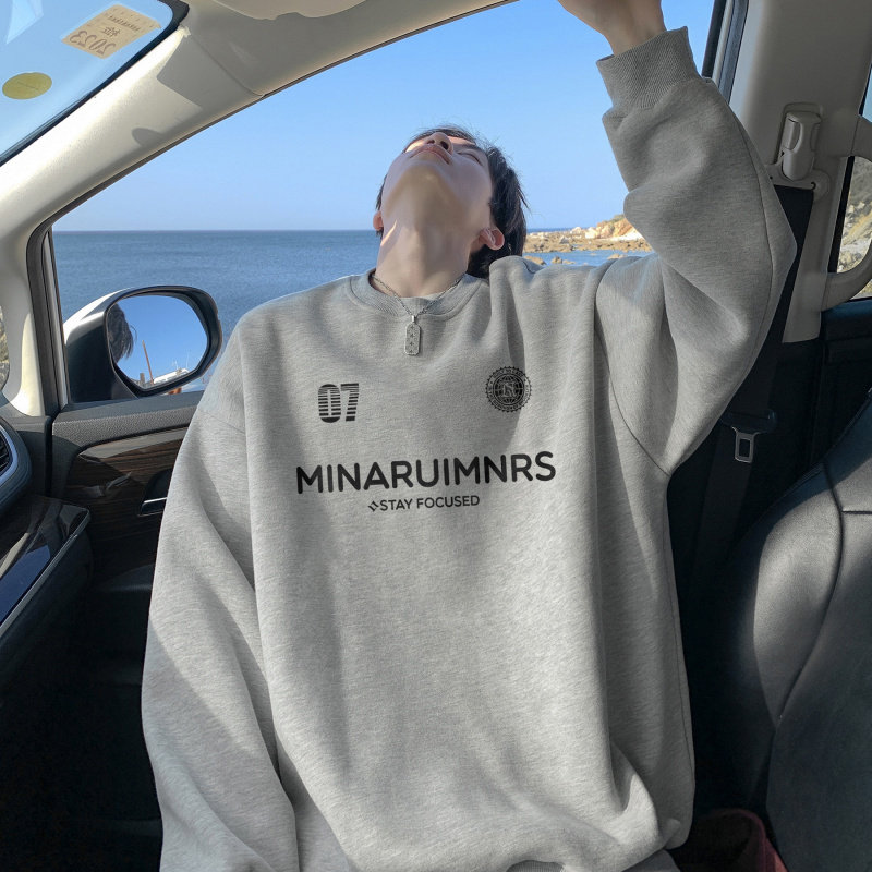 圆领卫衣男春秋美式重磅宽松字母印花情侣卫衣2025新款短宽打底衫,男装,卫衣,淘宝优惠券,粉丝福利购,淘宝优惠卷