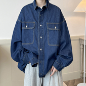 牛仔衬衣外套男oversize美式 日系cityboy衬衫 ins宽松长袖 港风上衣