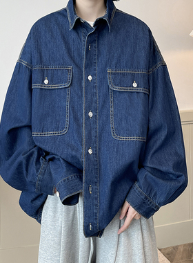 日系cityboy衬衫ins宽松长袖牛仔衬衣外套男oversize美式港风上衣