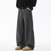 男美式 潮牌宽松直筒垂感阔腿裤 秋冬款 休闲裤 立体剪裁百搭男生裤 子