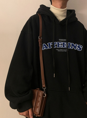 卫衣潮牌男秋冬款美式重磅加绒连帽卫衣2026新款oversize情侣外套