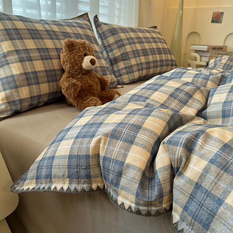 A类磨毛加厚四件套纯棉简约风