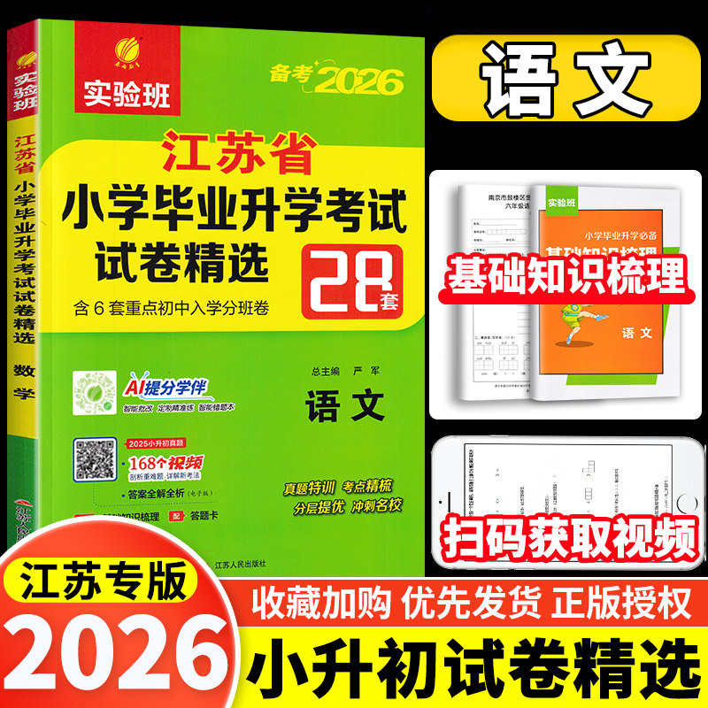 2026小升初春雨48套考必胜江苏省小学毕业升学考试试卷精选28套卷语文人教版小学生同步练习六年级升初中冲刺训练春雨教育