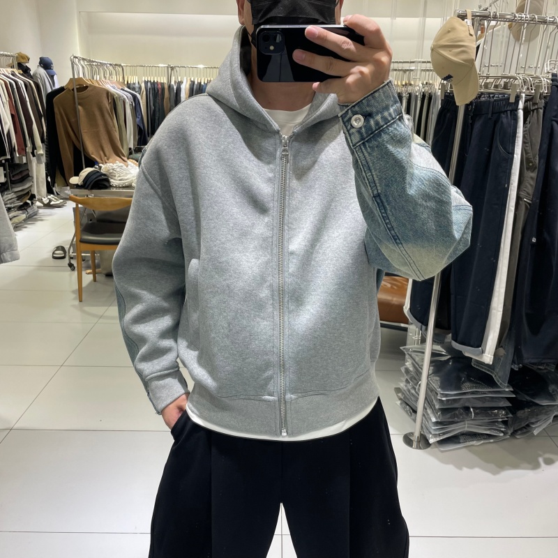 牛仔拼接可脱卸内胆90白鸭绒