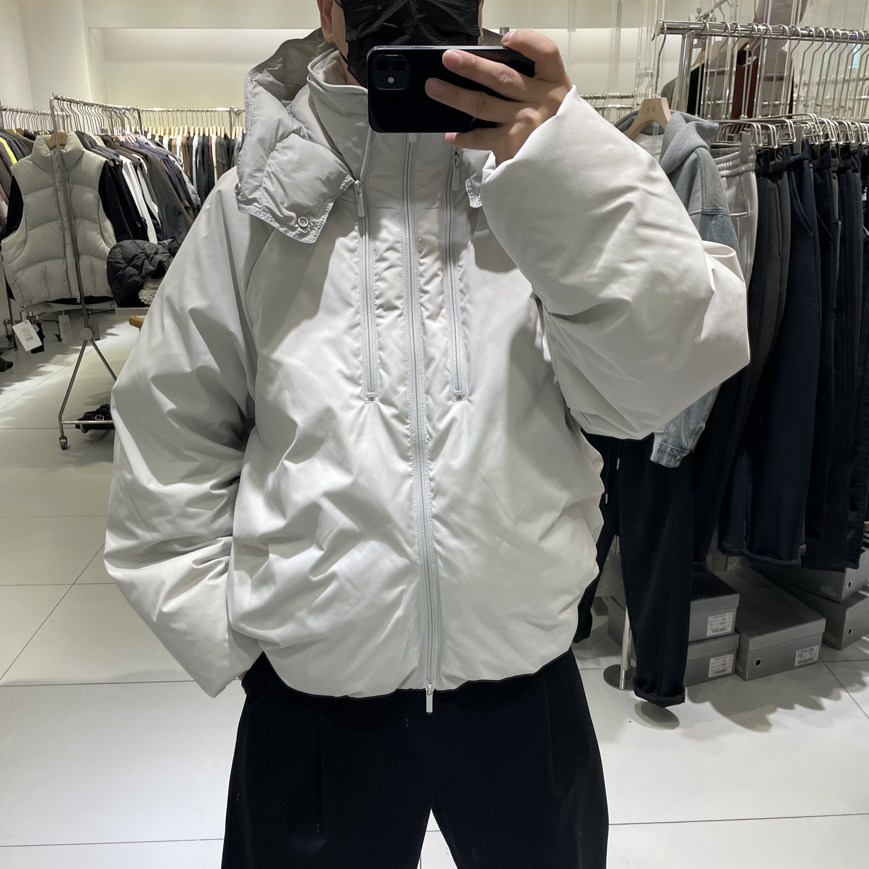 潮牌加厚廓版可拆卸连帽羽绒服