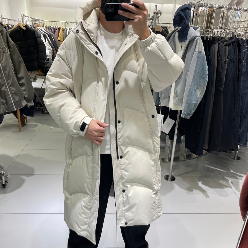 冬季潮牌中长款过膝连帽羽绒服