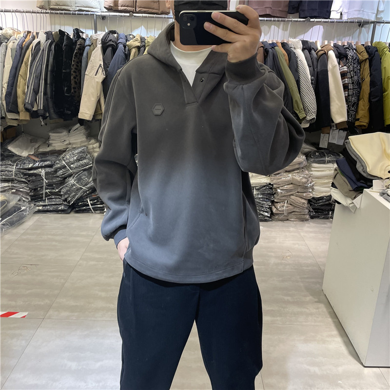 潮牌宽松连帽加绒加厚套头卫衣