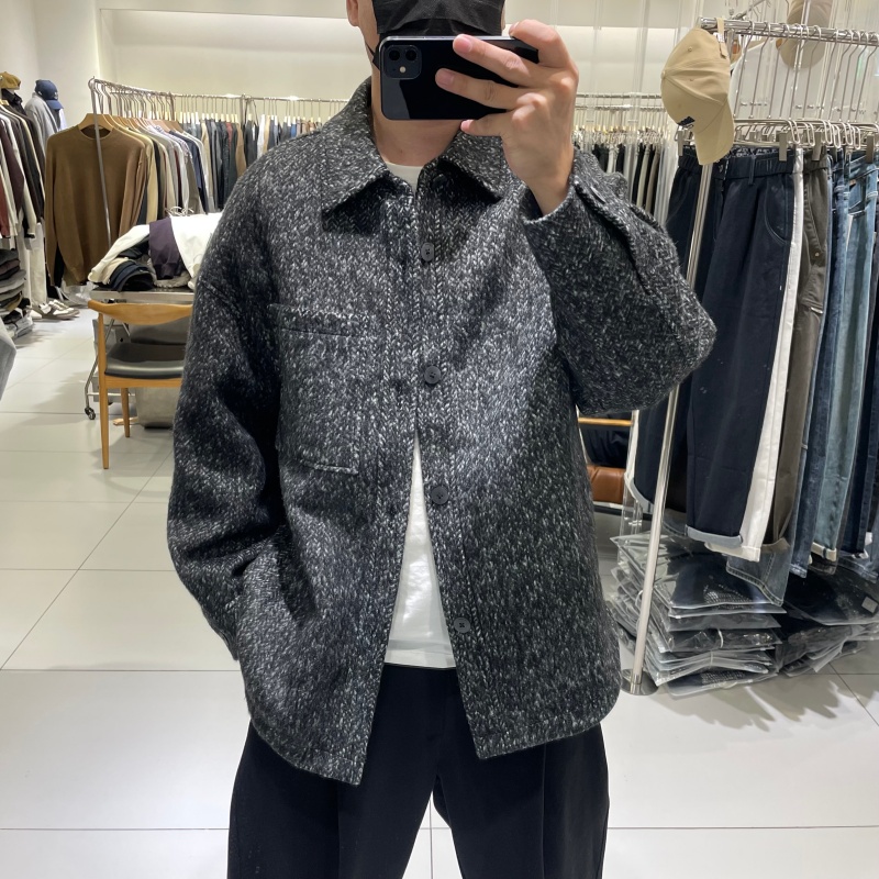 潮牌高级感绵羊毛白鸭绒内胆大衣