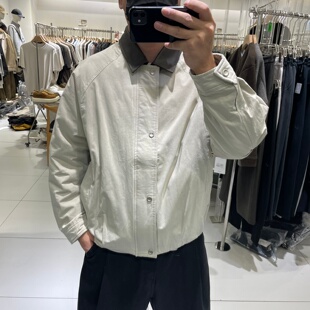 潮流时尚宽松拼接撞色翻领羽绒服男士冬季保暖御寒休闲90鸭绒外套
