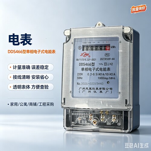广州凤凰仪表厂家用电表220V出租房高精度电子表电度表单相DDS466