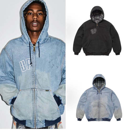 反光徽标字母连帽工装夹克棉服
