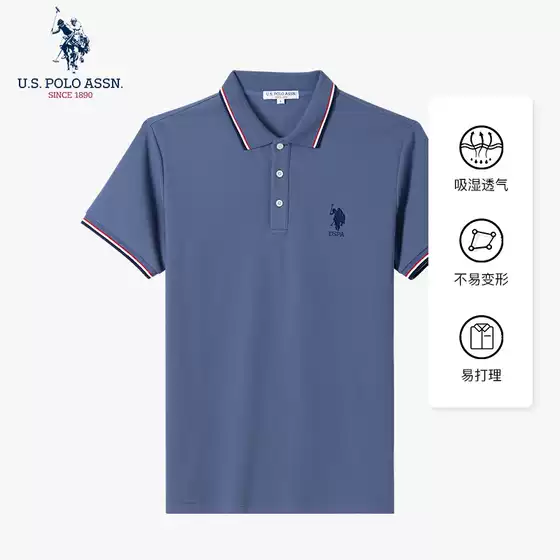 Us Polo Assn. American Polo Association Summer Short-Sleeve Polo Shirt Lapel T-Shirt Ice Silk Thin Style Dad Shirt