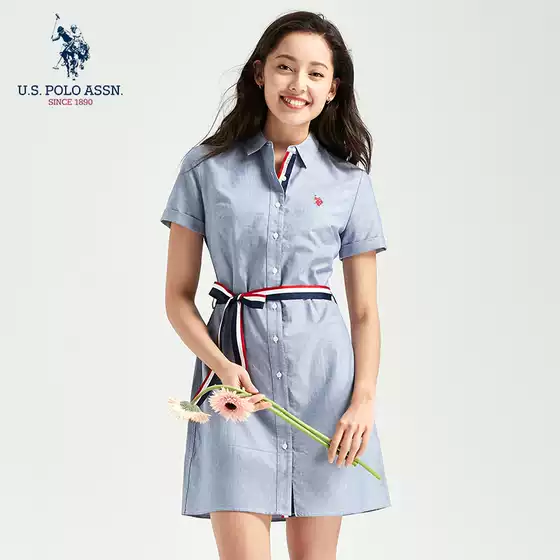 Uspoloassn American Polo Association Summer Slim-Fit Short-Sleeved Shirt and Skirt Pure Cotton Loose Dress