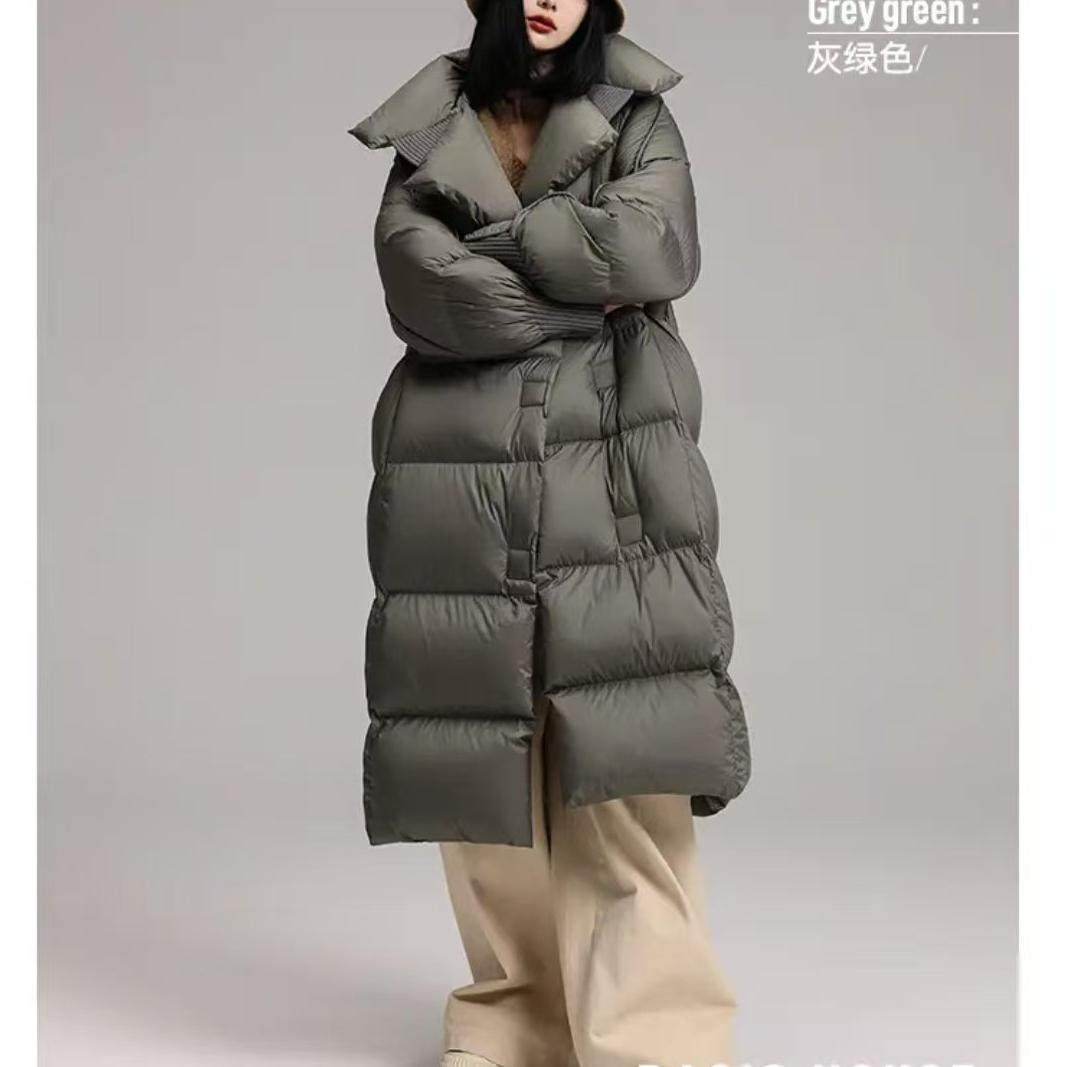 欧货保暖被白鸭绒羽绒服女2025冬季新款中长款过膝宽松加厚外套