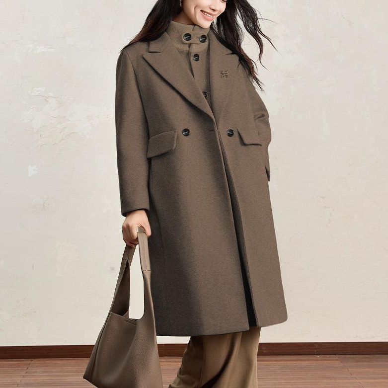 白鸭绒大衣羽绒服女2025年秋冬韩系氛围感气质毛呢外套2套装