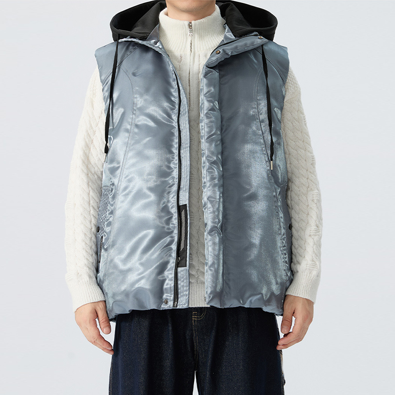 冬季加大码男装加厚工装连帽马甲