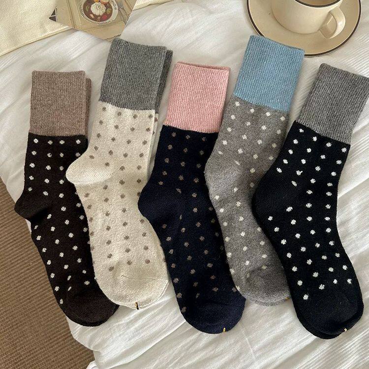 儿童秋冬袜子复古韩版波点撞色袜子女孩秋冬保暖袜女童高筒袜冬季,童装/婴儿装/亲子装,儿童袜子(0-16岁),淘宝优惠券,粉丝福利购,淘宝优惠卷