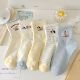 儿童袜子女童袜子春秋季 奶黄卡通动物可爱日系百搭运动 中筒袜韩版