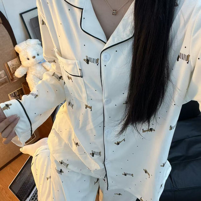 ins腊肠狗磨毛德绒睡衣女款2025新款秋冬季珊瑚绒加绒加厚家居服