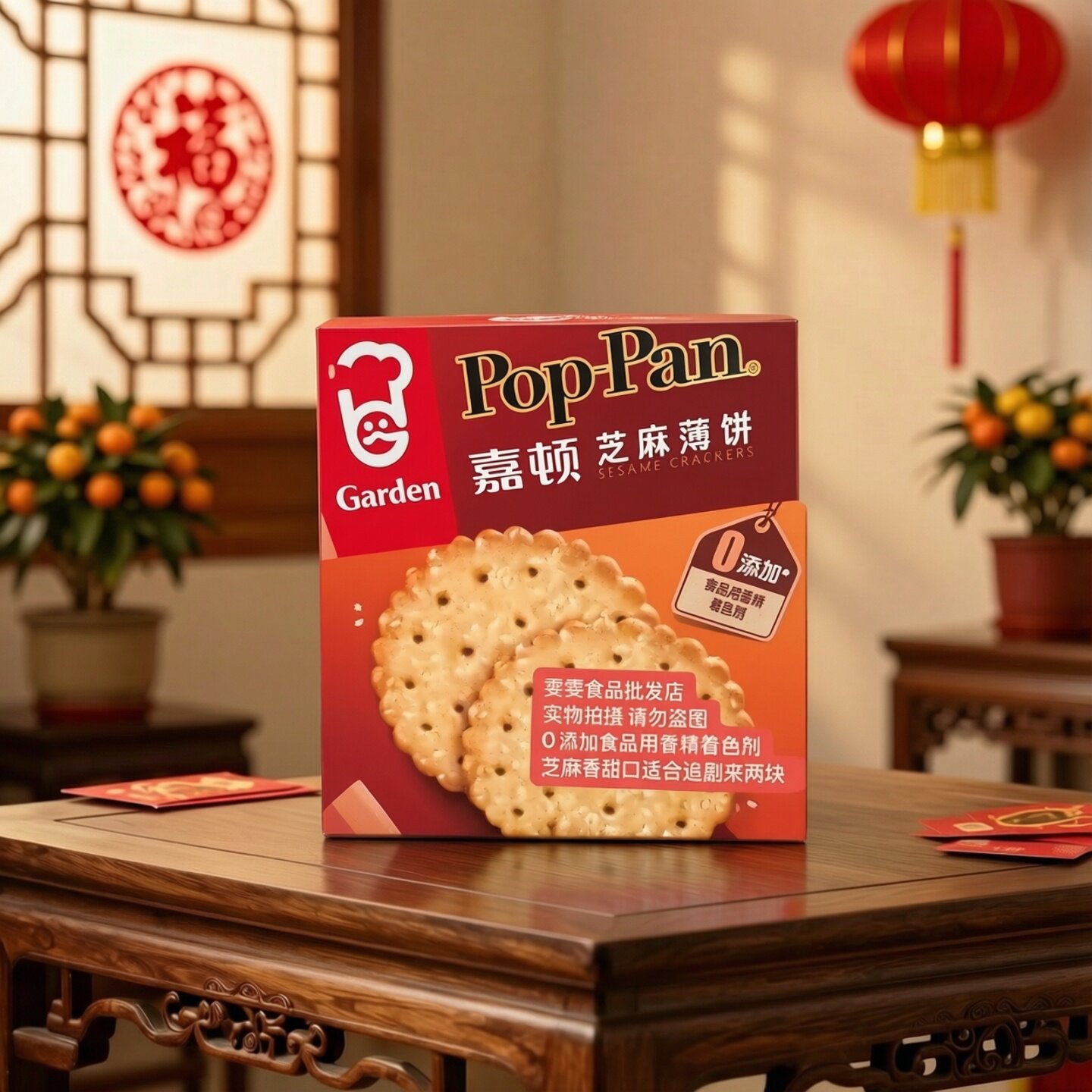 嘉顿超经典芝麻薄脆饼干225g盒装0食品用香精0着色剂代餐充饥零食