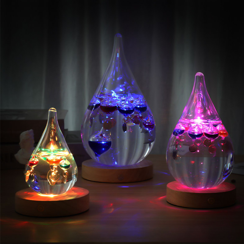 水滴型伽利略彩球物理温度计创意家居办公室摆件开业生日学生礼物