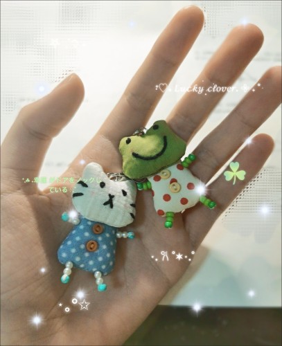 蓝色小猫粉色小猪可爱小青蛙手机挂件小清新挂饰送朋友礼物手机链