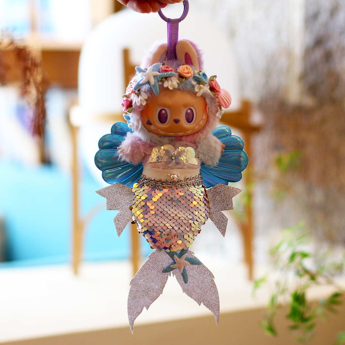 泡泡玛特比奇堡娃衣美人鱼套装身份卡+弹簧绳Labubu娃衣潮娃娃衣